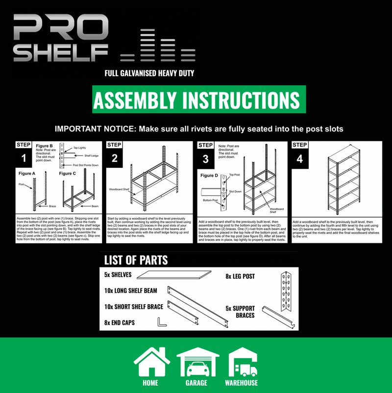 ProShelf 5 Tier Metal Shelf - Fully Galvanised - Image 5