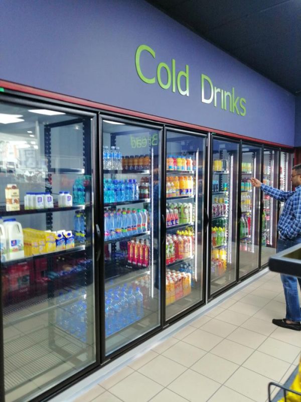 Customer-built commercial glass doors application