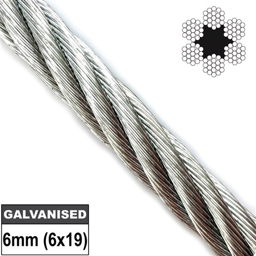 2.5mm Cable - SWR 6MM (6X19) FC GALVANISED